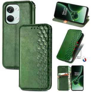 For OnePlus Nord 3 Cubic Grid Pressed Magnetic Leather Phone Case(Green)