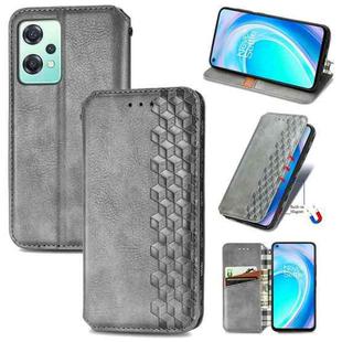 For OnePlus Nord CE 2 Lite 5G Cubic Grid Pressed Magnetic Leather Phone Case(Grey)