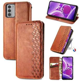 For Nokia G42 Cubic Grid Pressed Magnetic Leather Phone Case(Brown)