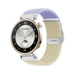 For Huawei Watch GT4 41mm Integrated Buckle Braided Nylon Watch Band(Light Purple+Starlight)