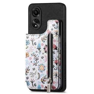 For OPPO A78 4G Retro Painted Zipper Wallet Back Phone Case(Black)