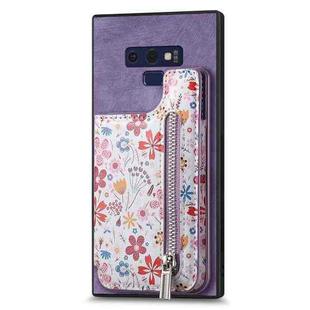 For Samsung Galaxy Note9 Retro Painted Zipper Wallet Back Phone Case(Purple)