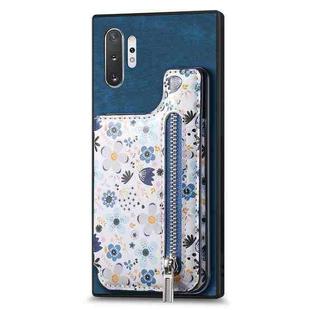 For Samsung Galaxy Note10+ Retro Painted Zipper Wallet Back Phone Case(Blue)