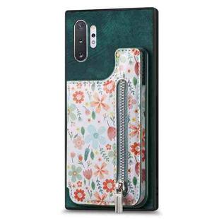 For Samsung Galaxy Note10+ Retro Painted Zipper Wallet Back Phone Case(Green)