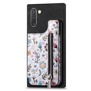 For Samsung Galaxy Note10 Retro Painted Zipper Wallet Back Phone Case(Black)