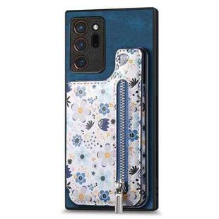 For Samsung Galaxy Note20 Ultra Retro Painted Zipper Wallet Back Phone Case(Blue)