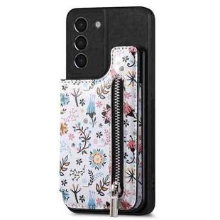 For Samsung Galaxy S21+ 5G Retro Painted Zipper Wallet Back Phone Case(Black)