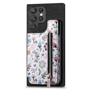 For Samsung Galaxy S23 Ultra 5G Retro Painted Zipper Wallet Back Phone Case(Black)