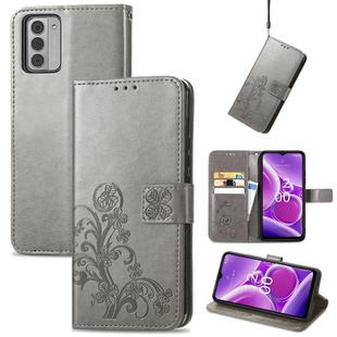 For Nokia G42 Four-leaf Clasp Embossed Buckle Leather Phone Case(Grey)