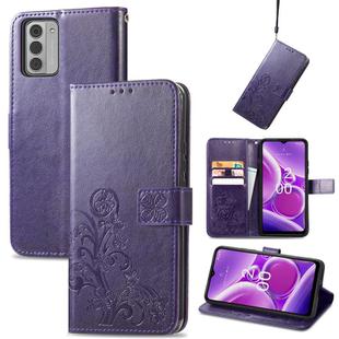 For Nokia G42 Four-leaf Clasp Embossed Buckle Leather Phone Case(Purple)