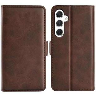 For Samsung Galaxy S24 5G Dual-side Magnetic Buckle Horizontal Flip Leather Phone Case(Brown)