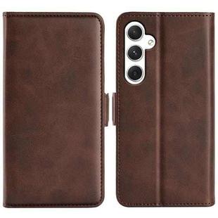 For Samsung Galaxy S24+ 5G Dual-side Magnetic Buckle Horizontal Flip Leather Phone Case(Brown)