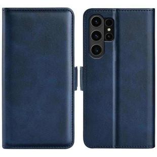 For Samsung Galaxy S24 Ultra 5G Dual-side Magnetic Buckle Horizontal Flip Leather Phone Case(Dark Blue)