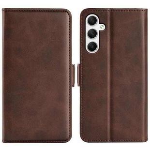 For Samsung Galaxy A35 Dual-side Magnetic Buckle Horizontal Flip Leather Phone Case(Brown)