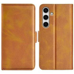 For Samsung Galaxy S24 FE 5G Dual-side Magnetic Buckle Horizontal Flip Leather Phone Case(Yellow)