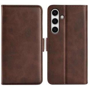 For Samsung Galaxy S24 FE 5G Dual-side Magnetic Buckle Horizontal Flip Leather Phone Case(Brown)