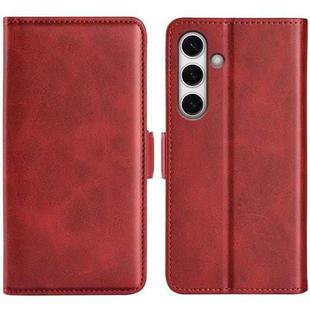 For Samsung Galaxy S24 FE 5G Dual-side Magnetic Buckle Horizontal Flip Leather Phone Case(Red)