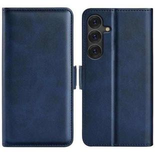 For Samsung Galaxy S25 5G Dual-side Magnetic Buckle Horizontal Flip Leather Phone Case(Dark Blue)