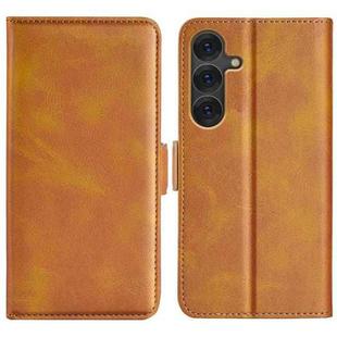 For Samsung Galaxy S25+ 5G Dual-side Magnetic Buckle Horizontal Flip Leather Phone Case(Yellow)