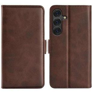 For Samsung Galaxy S25+ 5G Dual-side Magnetic Buckle Horizontal Flip Leather Phone Case(Brown)