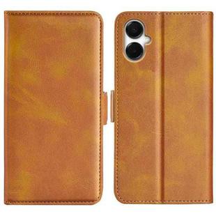 For Samsung Galaxy A06 5G Dual-side Magnetic Buckle Horizontal Flip Leather Phone Case(Yellow)