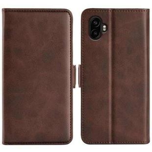 For Samsung Galaxy Xcover 7 Pro Dual-side Magnetic Buckle Horizontal Flip Leather Phone Case(Brown)
