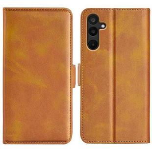 For Samsung Galaxy M16 / F16 Dual-side Magnetic Buckle Horizontal Flip Leather Phone Case(Yellow)