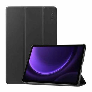 For Samsung Galaxy Tab S9 FE ENKAY Tri-fold Custer Texture Leather Smart Tablet Case(Black)