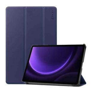 For Samsung Galaxy Tab S9 FE ENKAY Tri-fold Custer Texture Leather Smart Tablet Case(Dark Blue)