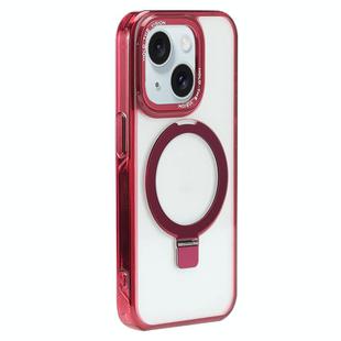 For iPhone 15 Starlink Stand Clear Magsafe Phone Case(Red)