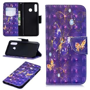 3D Colored Drawing Pattern Horizontal Flip Leather Case for  Huawei P30 Lite, with Holder & Card Slots & Wallet(Purple Butterfly)