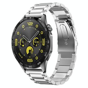 For Huawei Watch GT4 46mm Three Bead Stainless Steel Metal Watch Band(Silver)