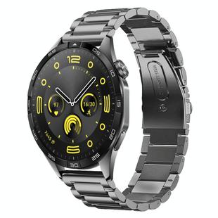 For Huawei Watch GT4 46mm Three Bead Stainless Steel Metal Watch Band(Gray)