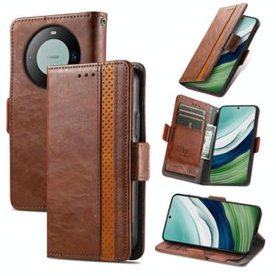 For Huawei Mate 60 CaseNeo Splicing Dual Magnetic Buckle Leather Phone Case(Brown)
