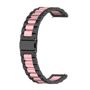 For Huawei Watch GT4 41mm Three Bead Stainless Steel Metal Watch Band(Black+Pink)