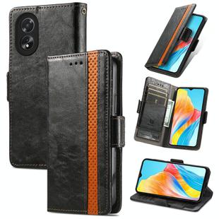 For OPPO A38 CaseNeo Splicing Dual Magnetic Buckle Leather Phone Case(Black)