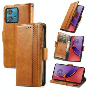 For Motorola Moto G84 CaseNeo Splicing Dual Magnetic Buckle Leather Phone Case(Khaki)