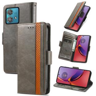 For Motorola Moto G84 CaseNeo Splicing Dual Magnetic Buckle Leather Phone Case(Grey)