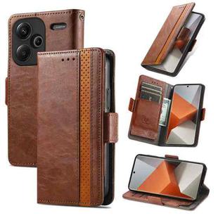 For Xiaomi Redmi Note 13 Pro+ CaseNeo Splicing Dual Magnetic Buckle Leather Phone Case(Brown)