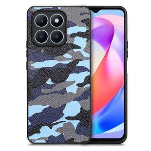 For Honor X6a Retro Camouflage Leather Back Phone Case(Blue)