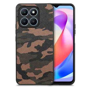 For Honor X6a Retro Camouflage Leather Back Phone Case(Brown)