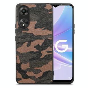 For OPPO A78 5G Retro Camouflage Leather Back Phone Case(Brown)