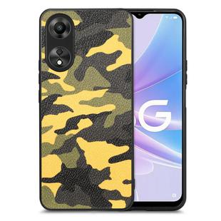 For OPPO A78 5G Retro Camouflage Leather Back Phone Case(Yellow)