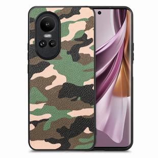 For OPPO Reno10 /10 Pro 5G Global Retro Camouflage Leather Back Phone Case(Green)