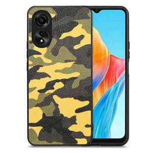 For OPPO  A38 4G Retro Camouflage Leather Back Phone Case(Yellow)