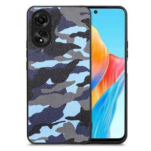 For OPPO A58 4G Retro Camouflage Leather Back Phone Case(Blue)