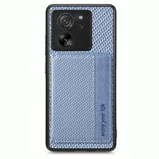 For Xiaomi 13T / 13T Pro Carbon Fiber Magnetic Card Bag Phone Case(Blue)