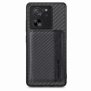 For Xiaomi 13T / 13T Pro Carbon Fiber Magnetic Card Bag Phone Case(Black)