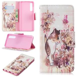 3D Colored Drawing Pattern Horizontal Flip Leather Case for  Huawei P30, with Holder & Card Slots & Wallet(Cat)