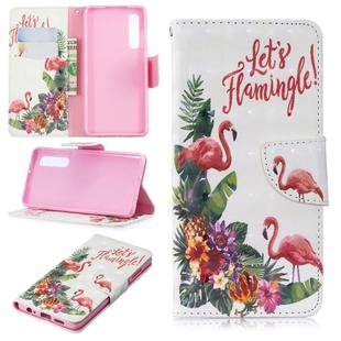 3D Colored Drawing Pattern Horizontal Flip Leather Case for  Huawei P30, with Holder & Card Slots & Wallet(English Flamingo)
